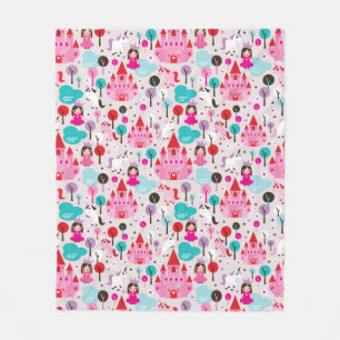 Couverture Polaire château princesse enfant et licorne