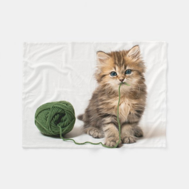 Couverture Polaire Chaton avec le fil vert (Devant (Horizontal))