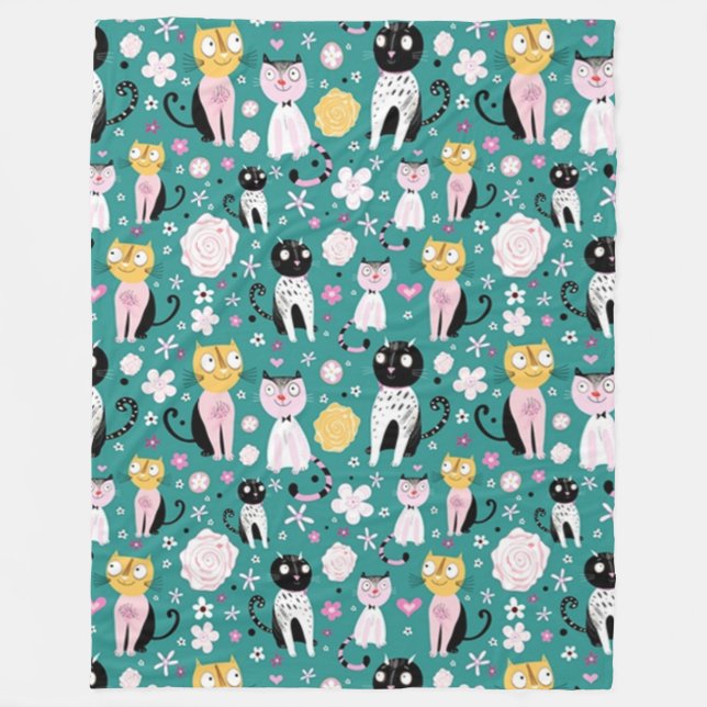 Couverture Polaire Chaton de printemps (Devant)