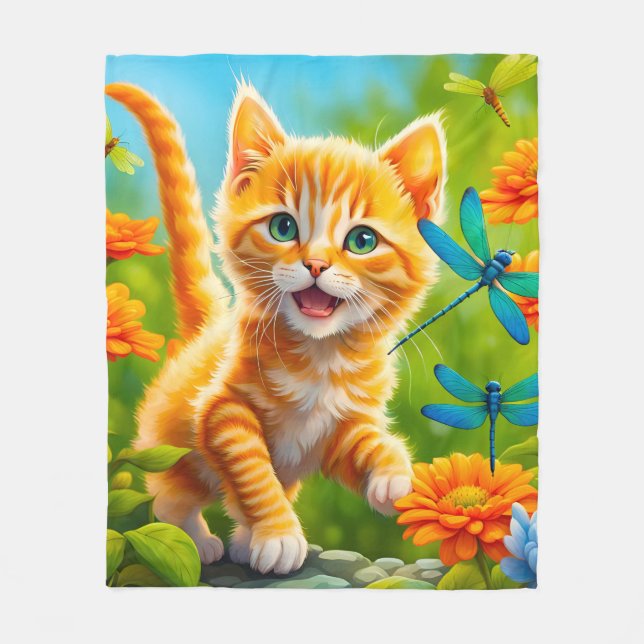 Couverture Polaire Chaton joyeux (Devant)