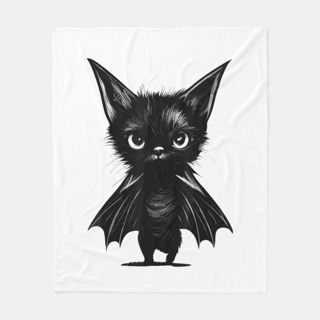 Couverture Polaire Chaton Noir Grumpy Halloween En Costume De Chat (Devant)