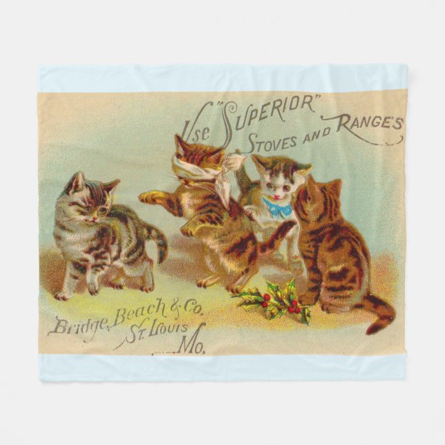 Couverture Polaire Chatons de cartes de commerce victoriens jouant (Devant (Horizontal))
