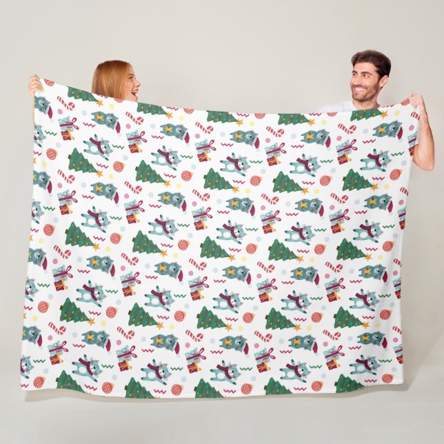 Couverture Polaire Chats à Noël Motif Fantaisiste (En situation)