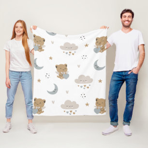 Couverture Polaire Chats anges Kawaii et nuages (1)