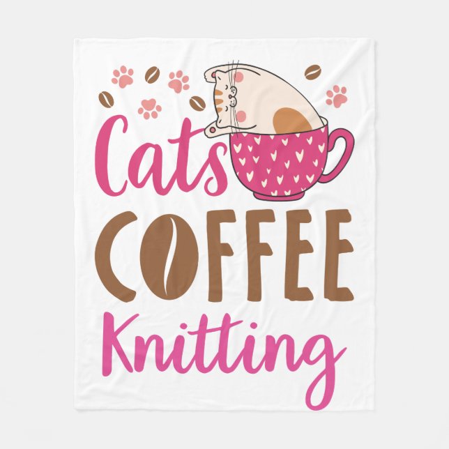 Couverture Polaire Chats Café Tricot (Devant)