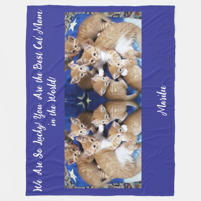 Couverture Polaire Chats Chanceux Meilleure Maman (Devant)