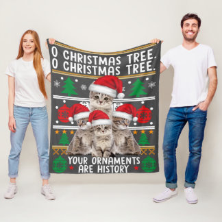 Couverture Polaire Chats Chemise de Noël Funny Ornements Pajama Famil