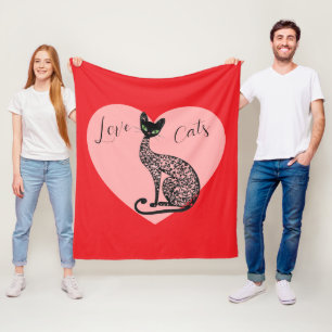 Couverture Polaire Chats d'amour 