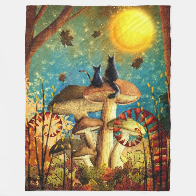 Couverture Polaire Chats de champignons (Devant)