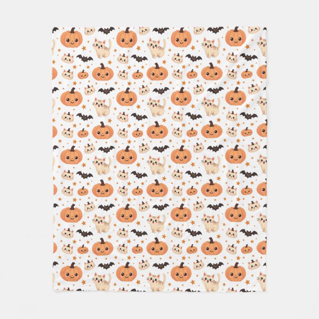 Couverture Polaire Chats de chauves-souris Citrouilles d'Halloween -  (Devant)
