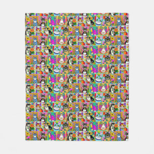Couverture Polaire Chats de dessin de style d'art populaire Whimsical