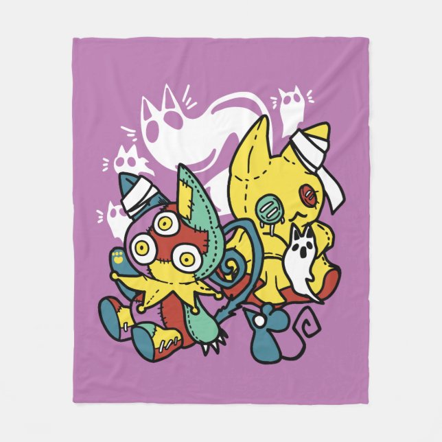 Couverture Polaire Chats déplaisants Halloween Art : Paw-sitly Fright (Devant)