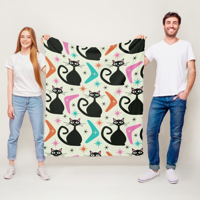 Couverture Polaire Chats et boomerangs noirs du milieu du siècle (En situation)