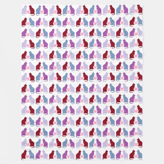 Couverture Polaire Chats et coeurs (Devant)