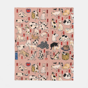 Couverture Polaire chats japonais Ukiyo-e Funny kitty