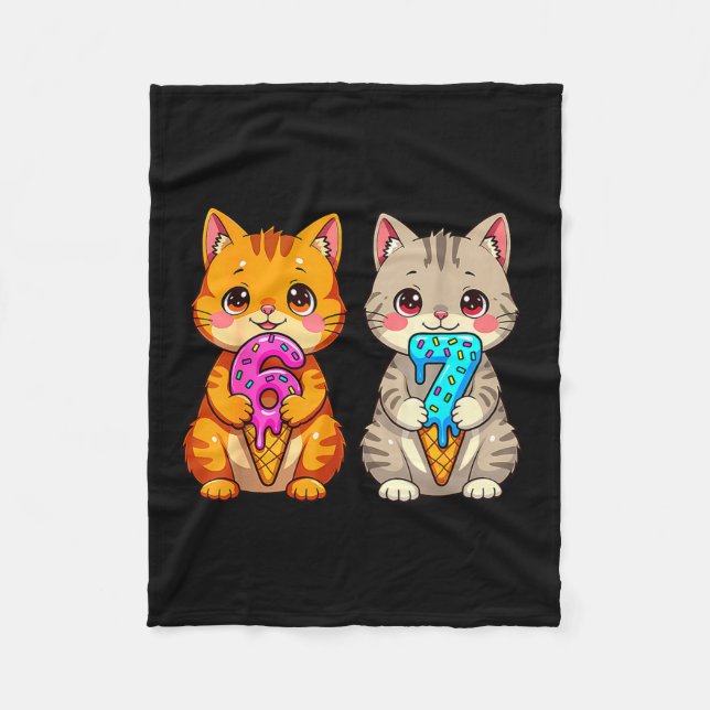 Couverture Polaire Chats Neko Mignons Kawaii 67 Drip Meme Drôle Six S (Devant)