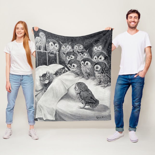 Couverture Polaire Chats Nightmare Owl Bird, Louis Wain (En situation)