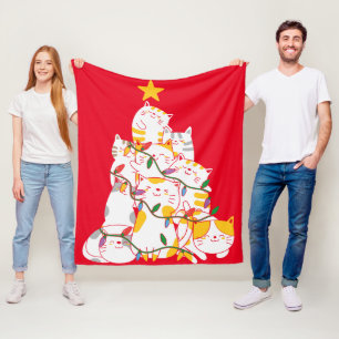 Couverture Polaire Chats Noël Arbre drôle Chats Noël