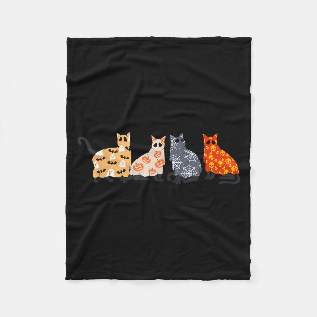 Couverture Polaire Chats noirs Chatons Kitty Citrouille Effrayant Épo (Devant)