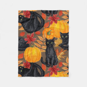 Couverture Polaire Chats noirs et citrouilles 2