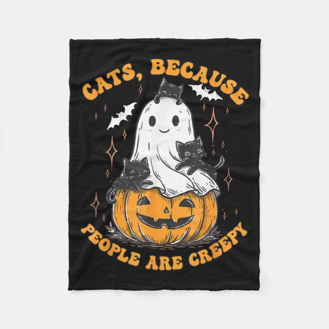 Couverture Polaire Chats Parce que les Gens sont Flippants Halloween  (Devant)