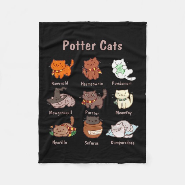 Couverture Polaire Chats Potter Pour Amoureux de les chats (Devant)