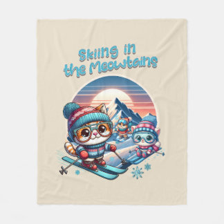 Couverture Polaire Chats skieurs dans les Meowtains