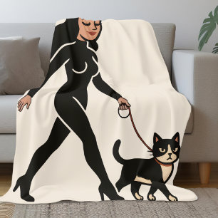 Couverture Polaire Chatte Mignonne Chat Tuxedo Graphique Os pour Ma