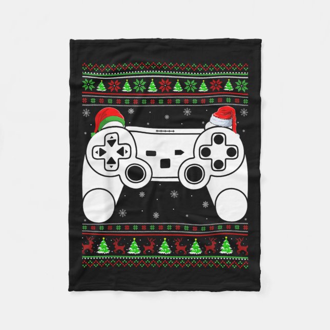 Couverture Polaire Chaud de Noël affreux contrôleur de jeu vidéo (Devant)