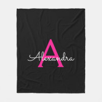 Chaud rose noir Script Girl Nom du monogramme