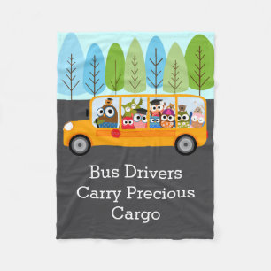 Couverture Polaire Chauffeur d'autobus scolaire mignon de hibou