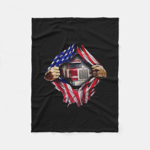 Couverture Polaire Chauffeur de camion américain Drapeau Camion