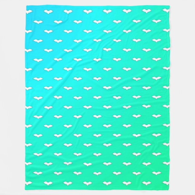Couverture Polaire Chauves-souris blanches minuscules Turquoise (Devant)