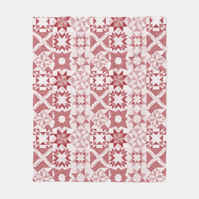 Couverture Polaire Cheater Traditionnel Patchwork Stars Quilt Rouge (Devant)