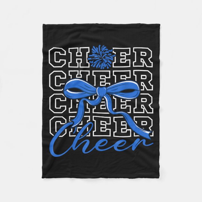 Couverture Polaire Cheerleading Cri de joie Bleu Coquette Nœud Cheerl (Devant)
