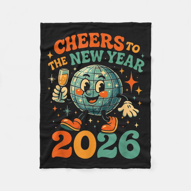 Couverture Polaire Cheers To The New Year 2026 Retro Disco Gift  (Devant)