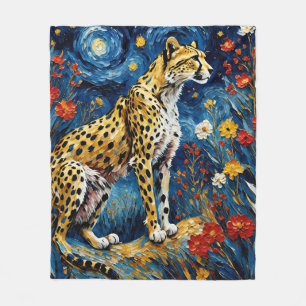 Couverture Polaire Cheetah aux fleurs
