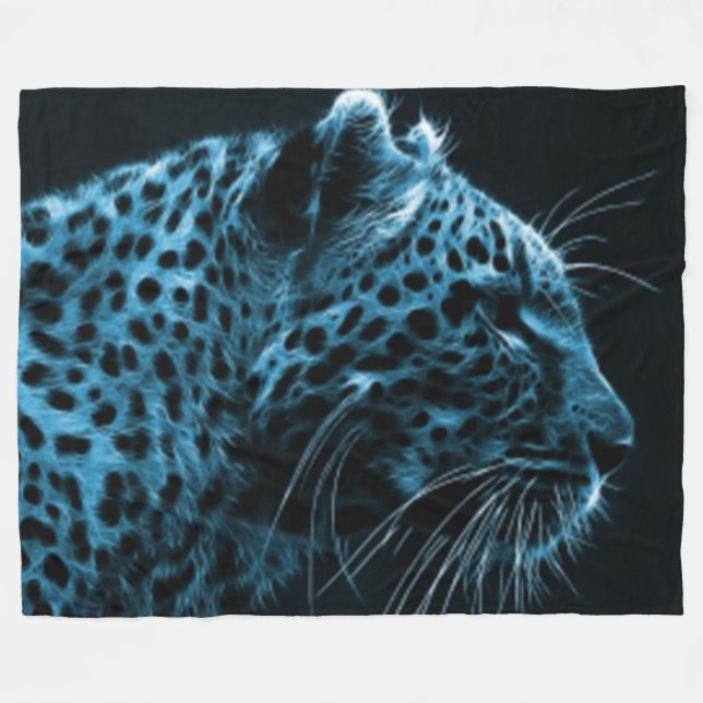 COUVERTURE POLAIRE CHEETAH BLEUE (Devant (Horizontal))