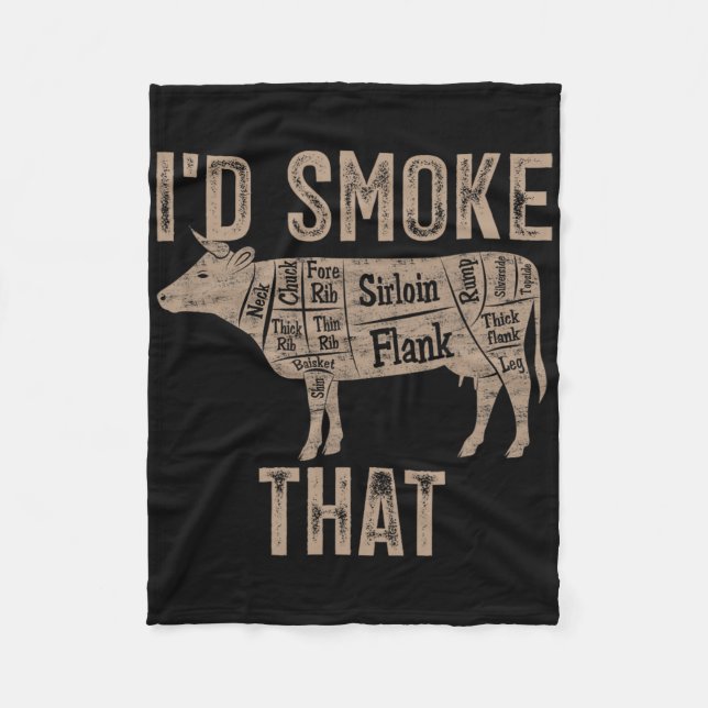 Couverture Polaire Chef Boucher Cuisinier Bbq Je Fumerais Cette Vache (Devant)