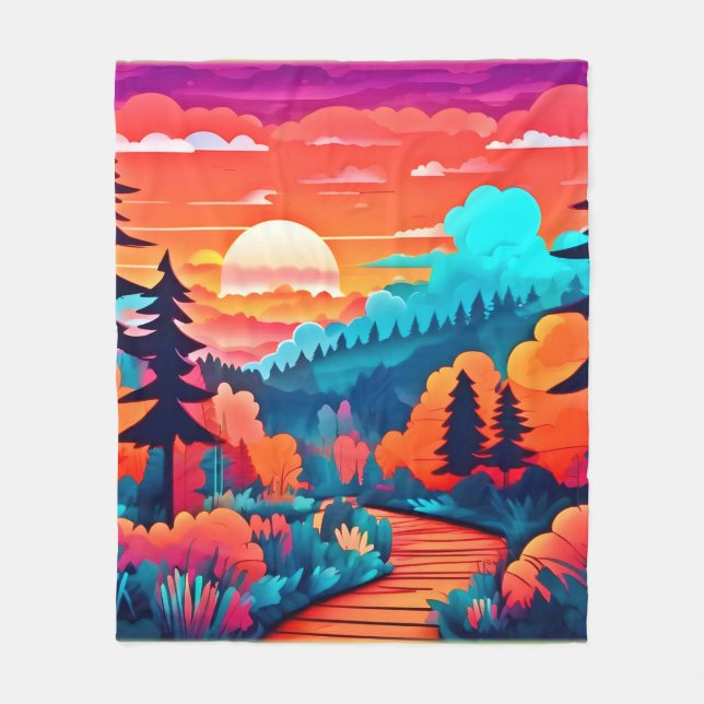 Couverture Polaire Chemin du coucher de soleil à travers la forêt d'a (Devant)