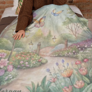 Couverture Polaire Chemin du jardin des papillons de rêve - Jardin en