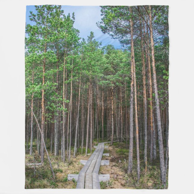 Couverture Polaire Chemin en bois dans la pinède (Devant)