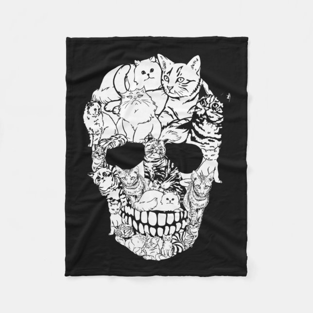 Couverture Polaire Chemise crâne - Kitty Skeleton Costume d'Halloween (Devant)