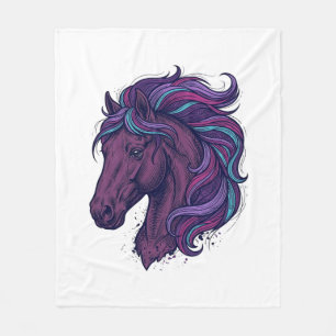 Couverture Polaire Chemise d'art de tête de cheval colorée gravée vin