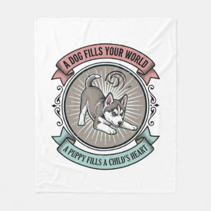 Couverture Polaire Chemise de chiot Husky Gravure vintage Meilleur am