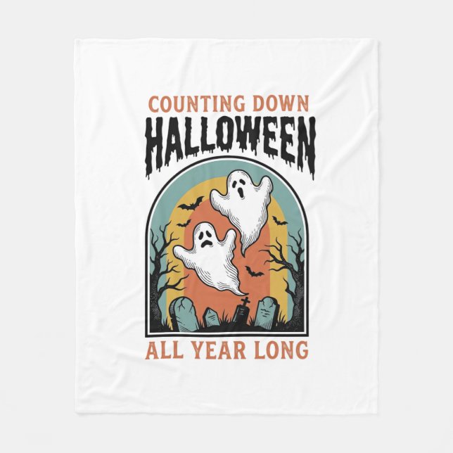 Couverture Polaire Chemise de compte à rebours d'Halloween Graphique  (Devant)