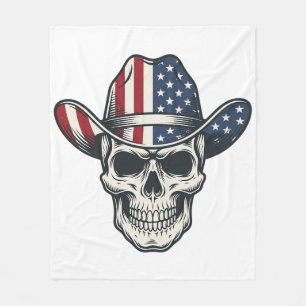 Couverture Polaire Chemise de crâne de cowboy patriotique gravure vin