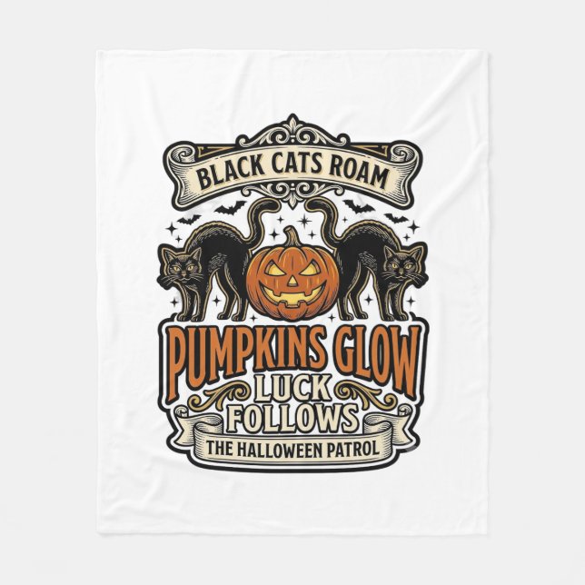 Couverture Polaire Chemise de garde de sécurité Halloween avec chats  (Devant)