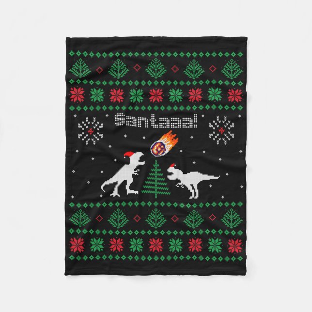 Couverture Polaire Chemise de Noël laide de dinosaure Santaaa  (Devant)
