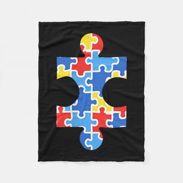 Couverture Polaire Chemise de poche à pièce de puzzle de sensibilisat (Devant)